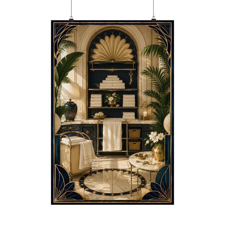 Neo Deco Hotel Laundry Shelf Poster