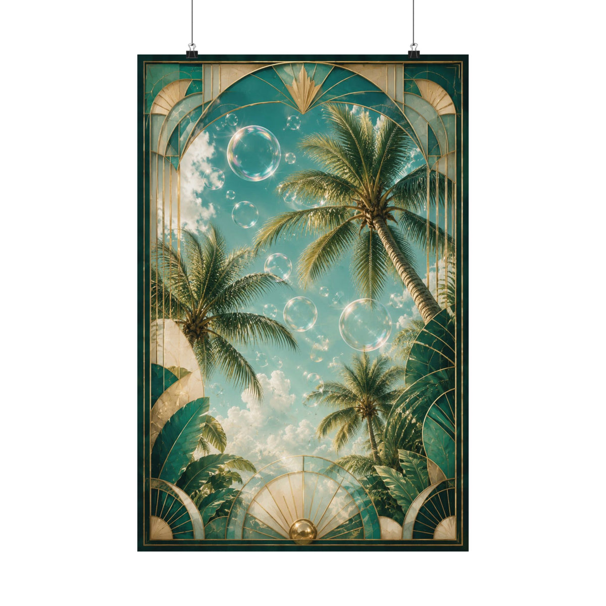 Neo Deco Palm Bubble Sky Poster