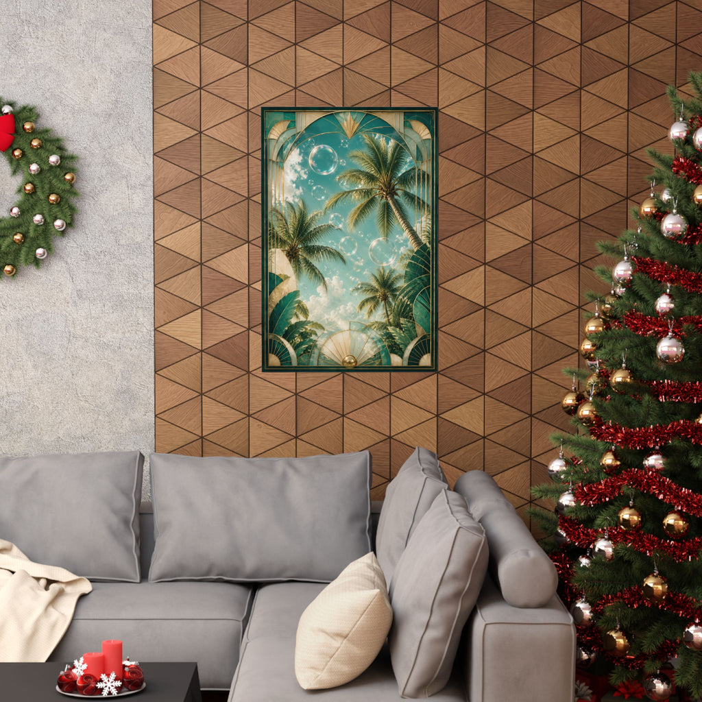 Neo Deco Palm Bubble Sky Poster
