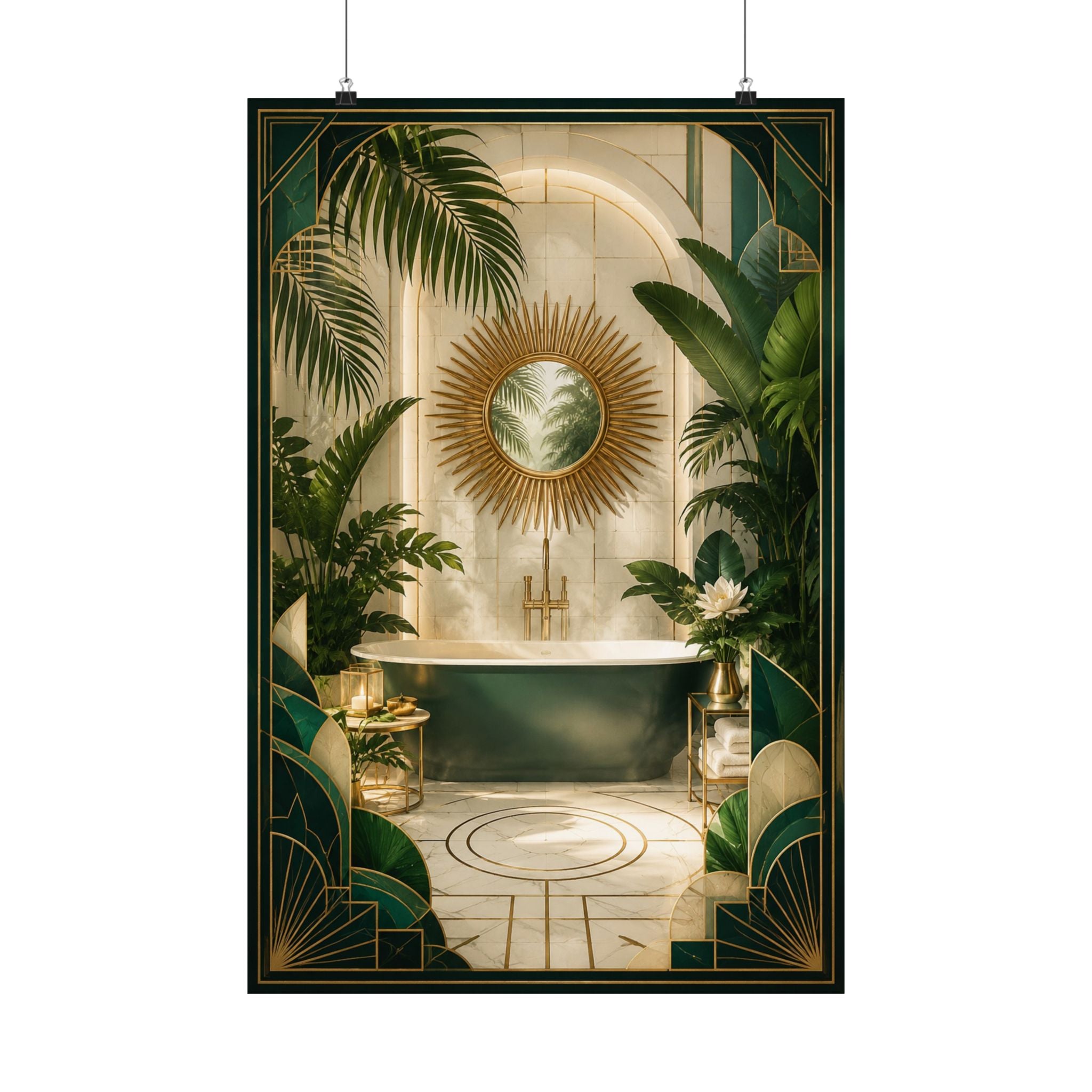 Neo Deco Tropical Bathroom Poster