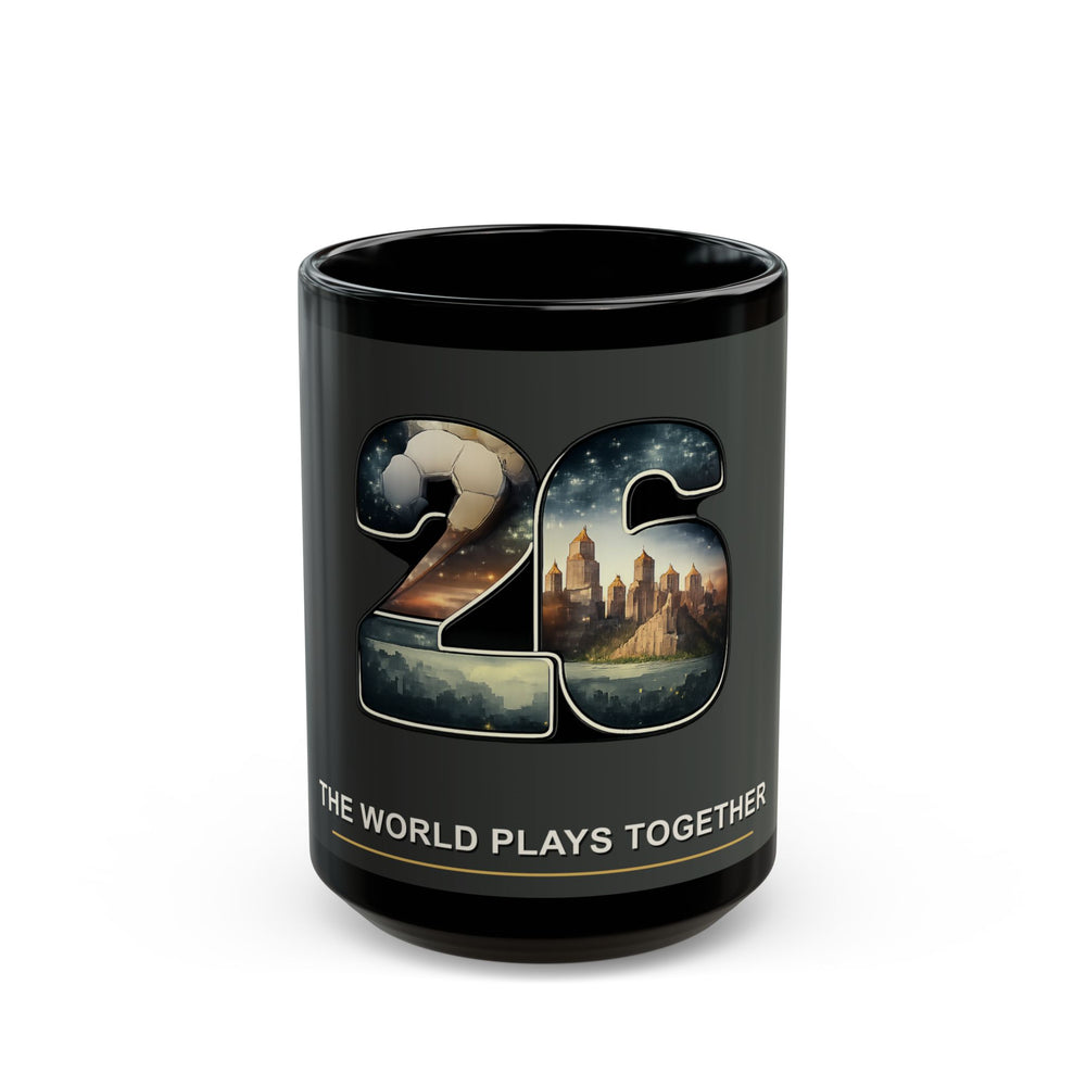 26 The World Plays Together Black Mug