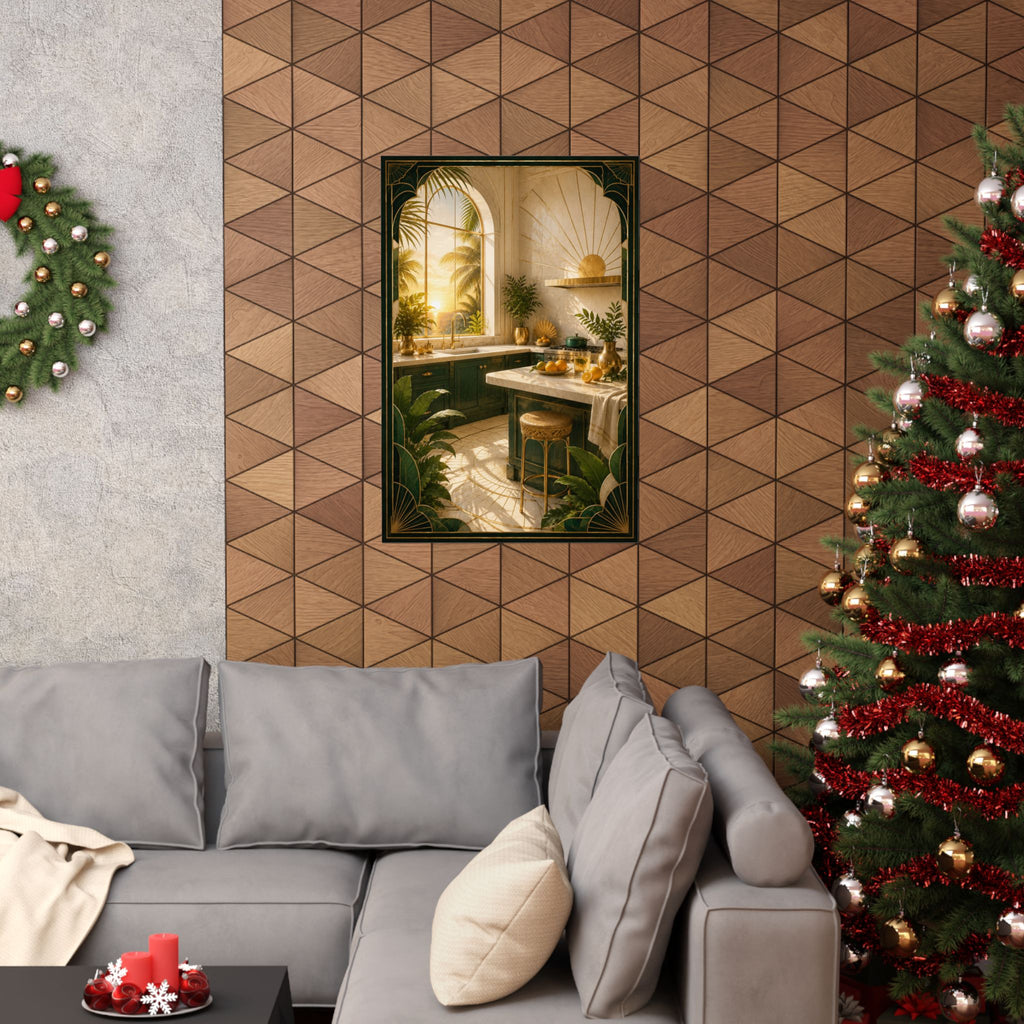Neo Deco Golden Tropical Kitchen Poster