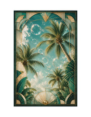 Neo Deco Palm Bubble Sky Poster