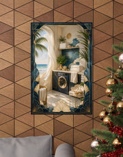 Neo Deco Coastal Laundry Room Poster