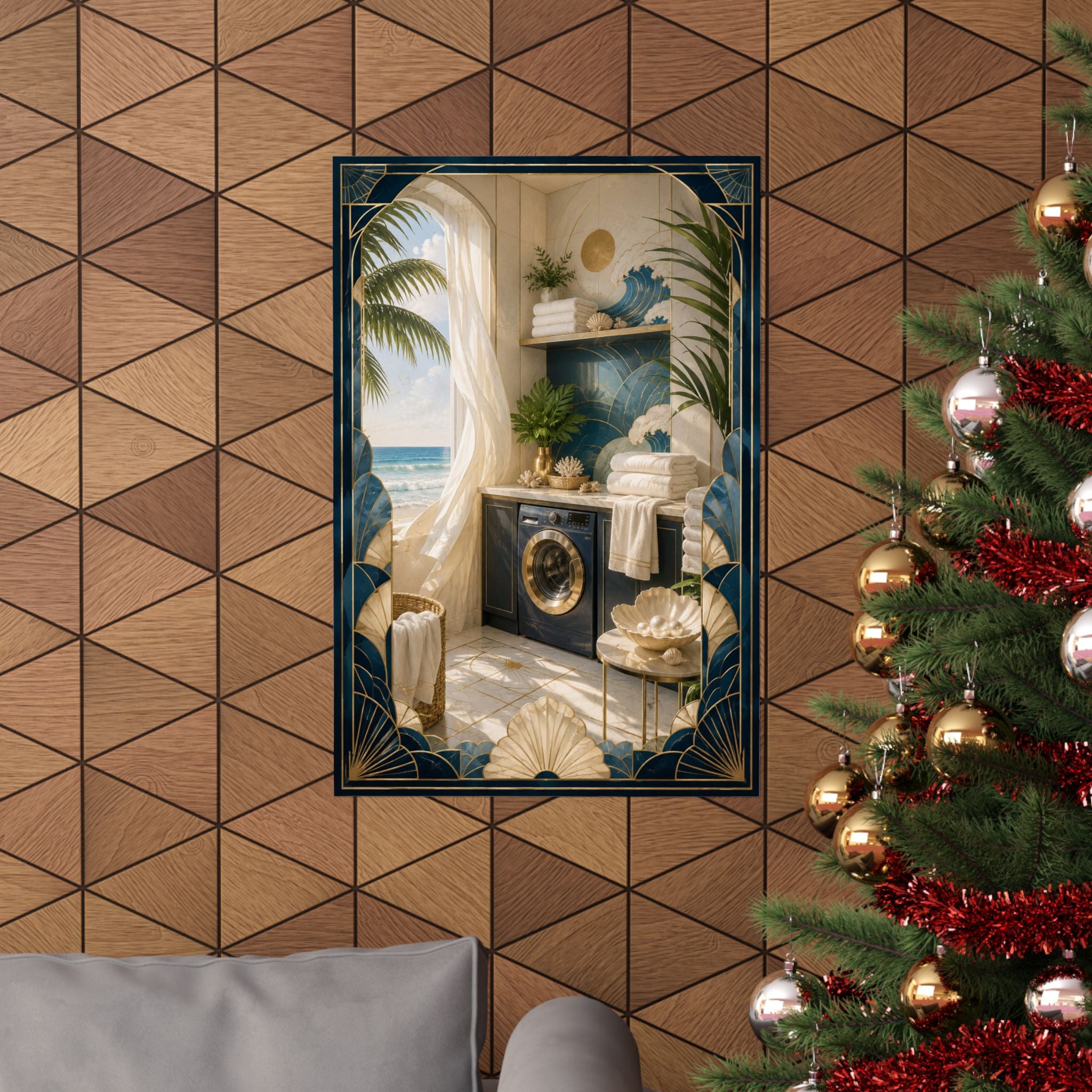 Neo Deco Coastal Laundry Room Poster