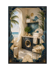 Neo Deco Coastal Laundry Room Poster