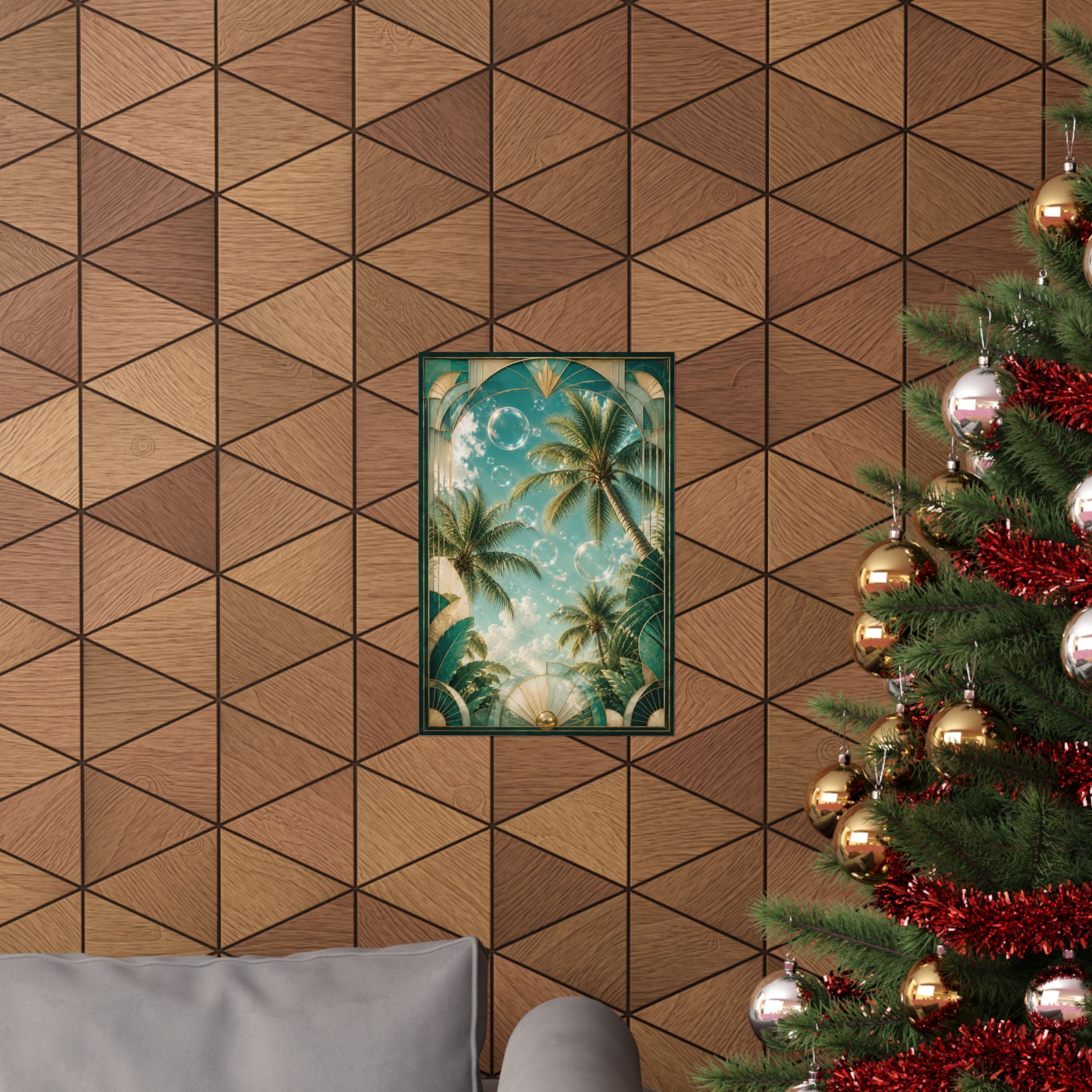 Neo Deco Palm Bubble Sky Poster