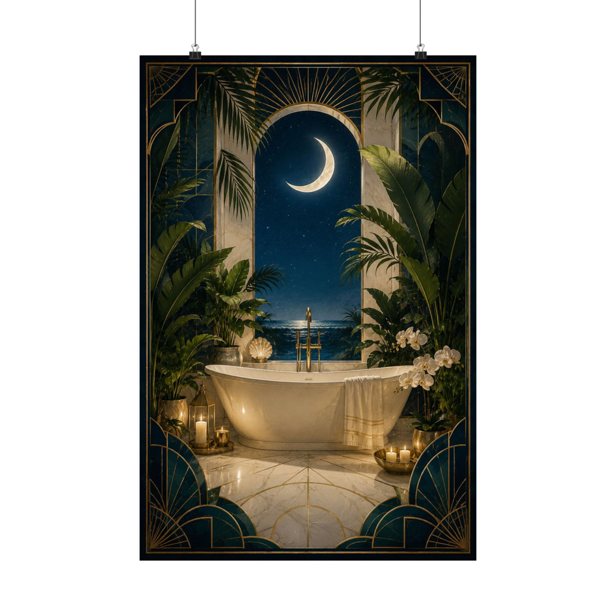 Neo Deco Moonlit Bath Poster
