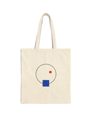 Quiet Orbit Canvas Tote front production mockup on natural cotton canvas