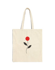 Red Stem Canvas Tote front production mockup on natural cotton canvas
