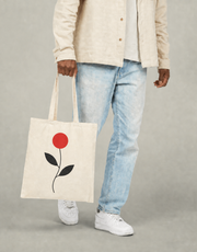 Red Stem design on a natural canvas tote